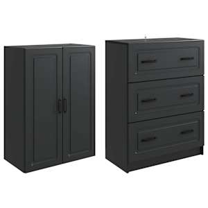 Sada skříněk 2 pcs Černá 66 x 34,5 x 87 cm Kompozitní dřevo - obrázek 3