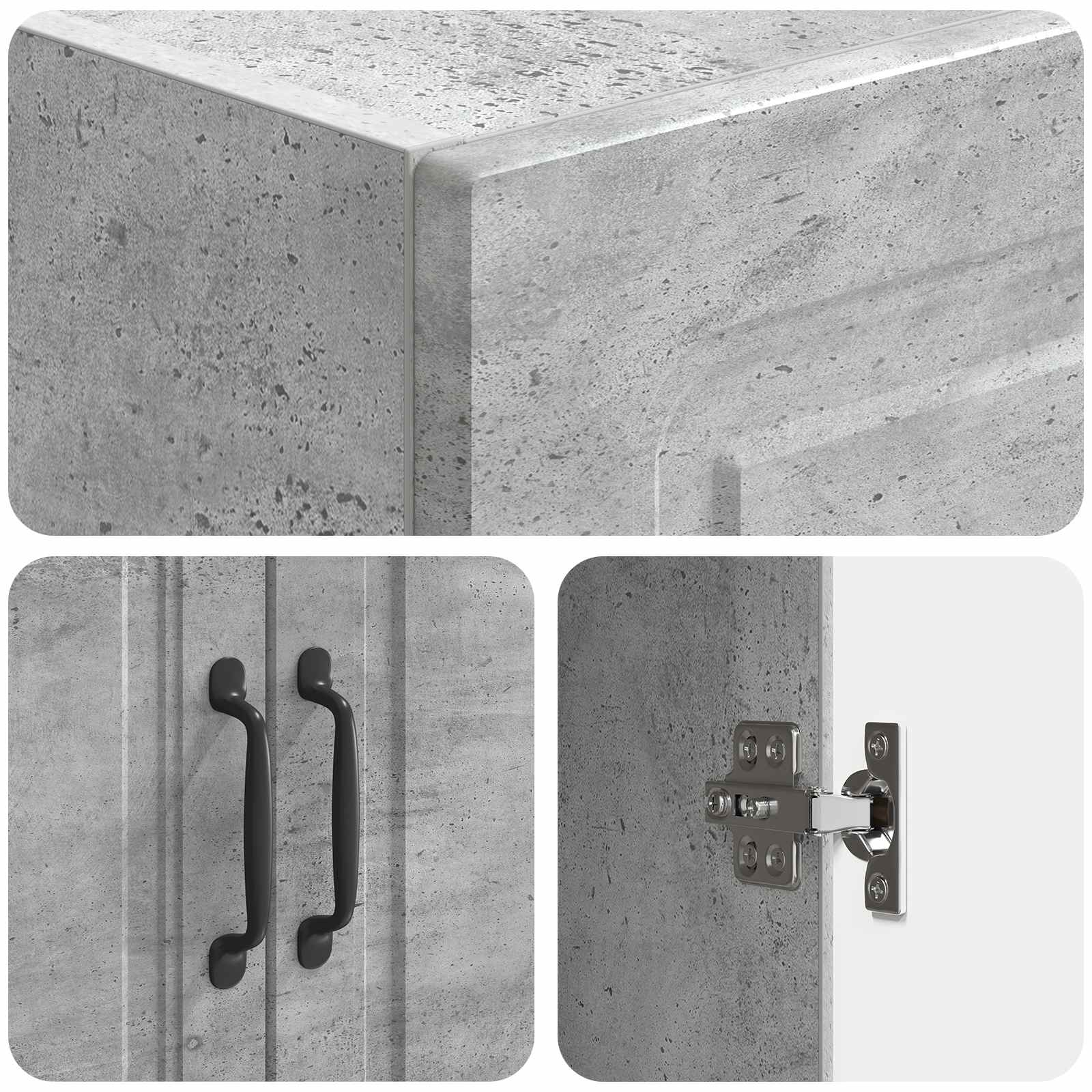 Kaappisarja 2 pcs Betoninharmaa 66 x 34,5 x 87 cm Tekninen puu - Image 7