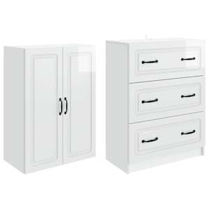 Sada skříněk 2 pcs Bílá s vysokým leskem 66 x 34,5 x 87 cm - obrázek 3