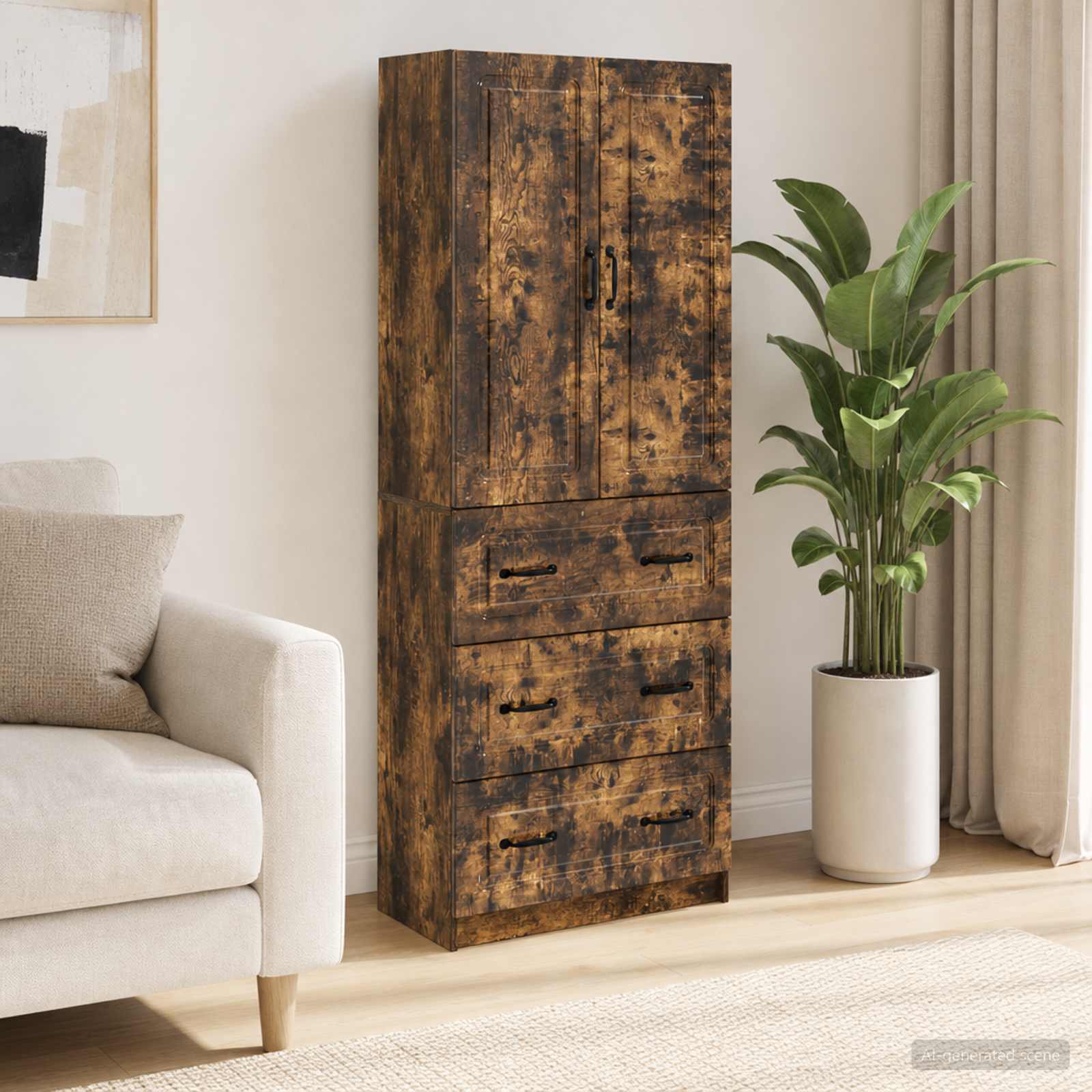 vidaXL Kaappisarja 2 kpl 66 x 34,5 x 87 cm Tekninen puu Savutammi
