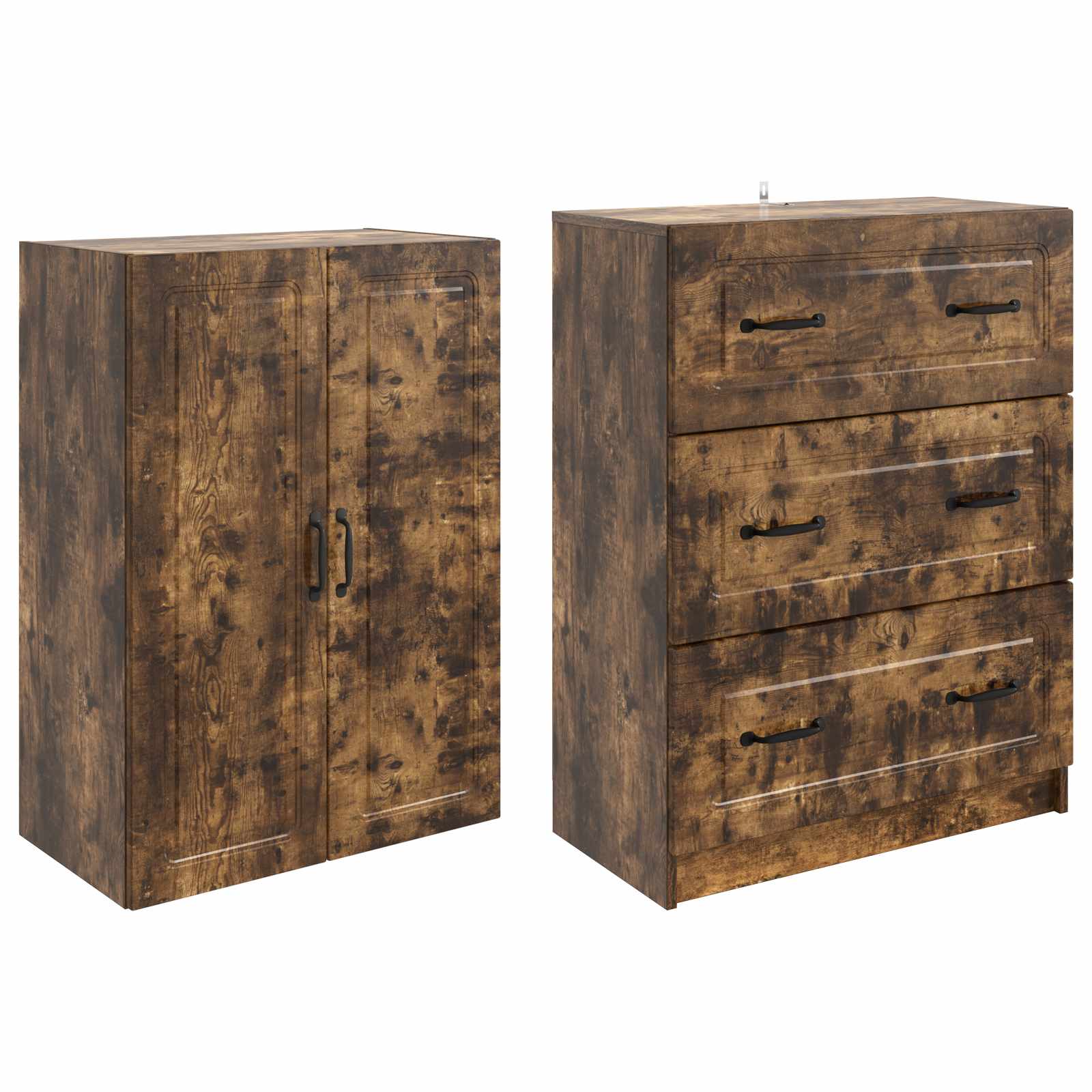 Kaappisarja 2 pcs Savutammi 66 x 34,5 x 87 cm Tekninen puu - Image 3