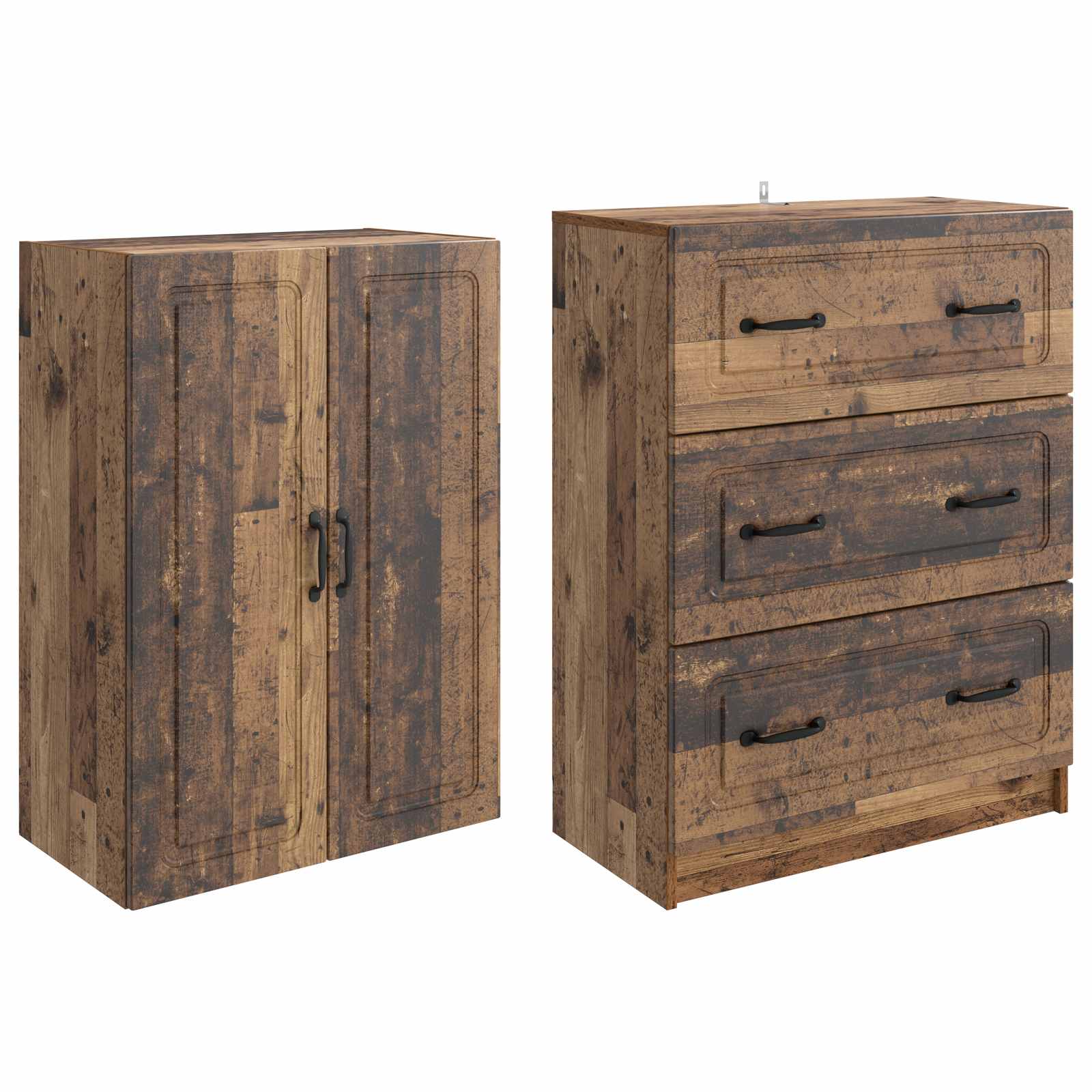 Kaappisarja 2 pcs Vanha puu 66 x 34,5 x 87 cm Tekninen puu - Image 3