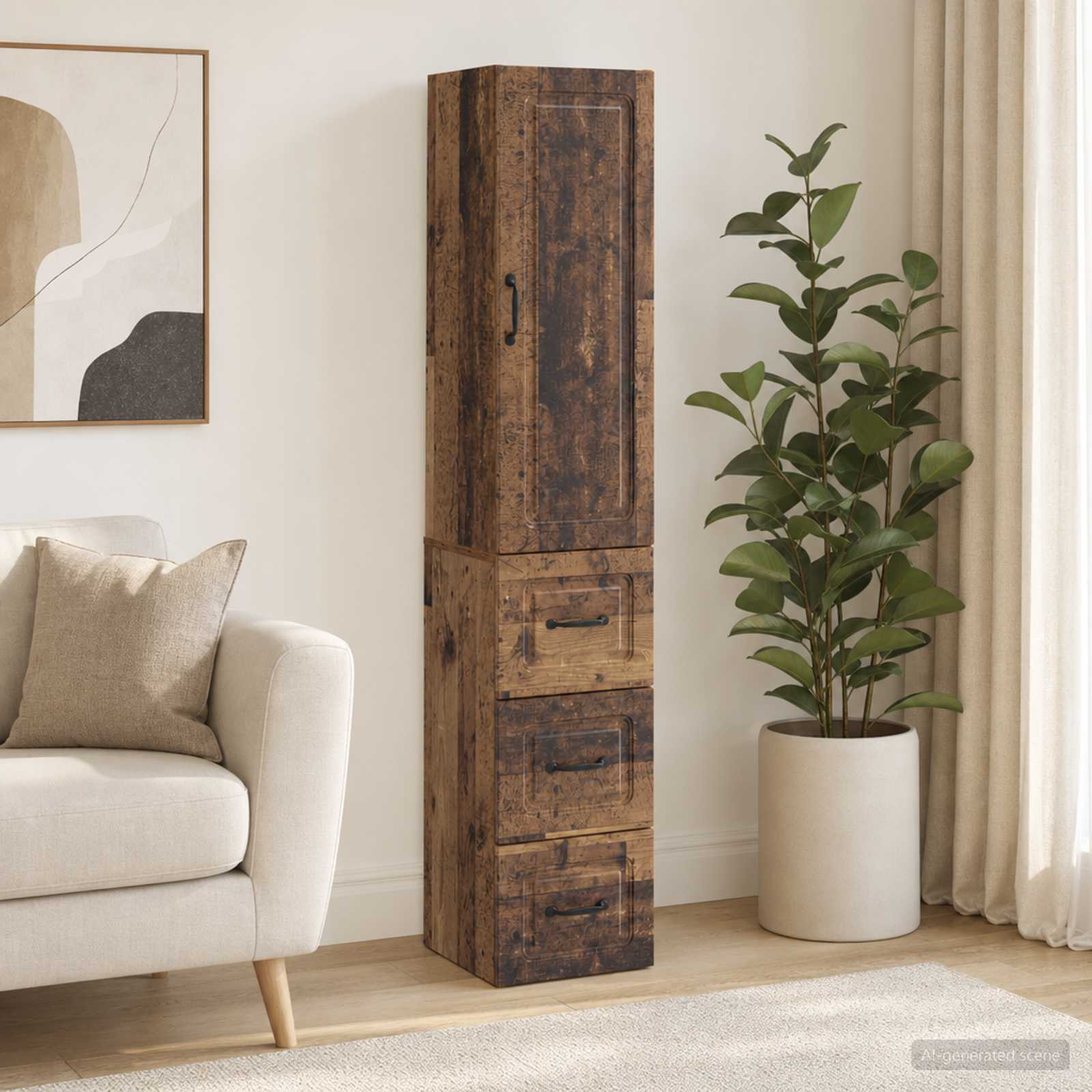 vidaXL Kaappisarja 2 kpl 33 x 34,5 x 87 cm Tekninen puu Vanha puu