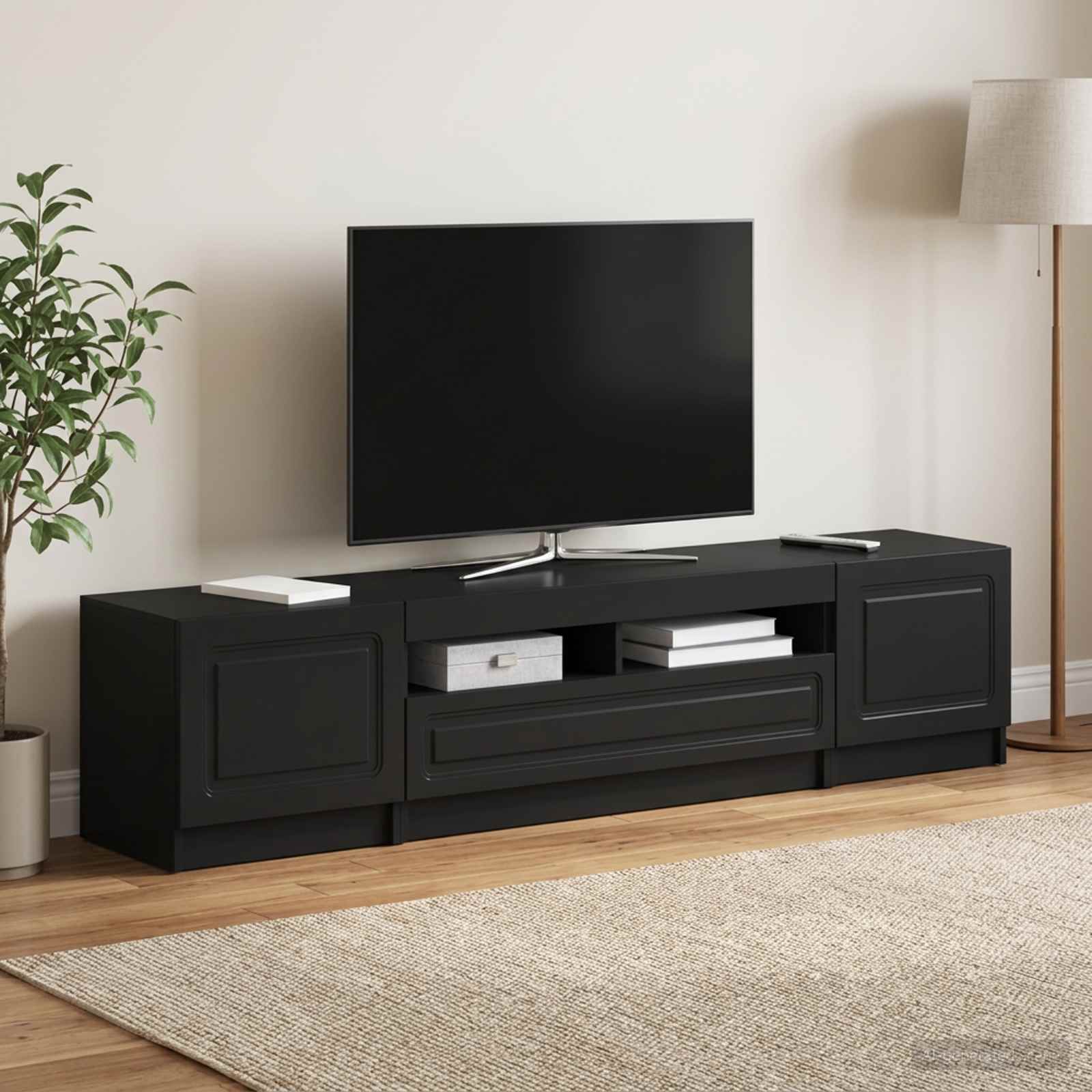 5 osan LED TV-kaappi UTRECHT 3 kpl Musta Tekninen puu