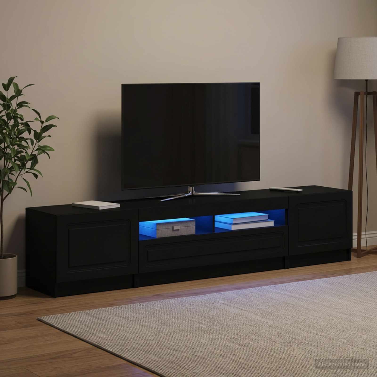 5 osan LED TV-kaappi UTRECHT 3 kpl Musta Tekninen puu - Image 3