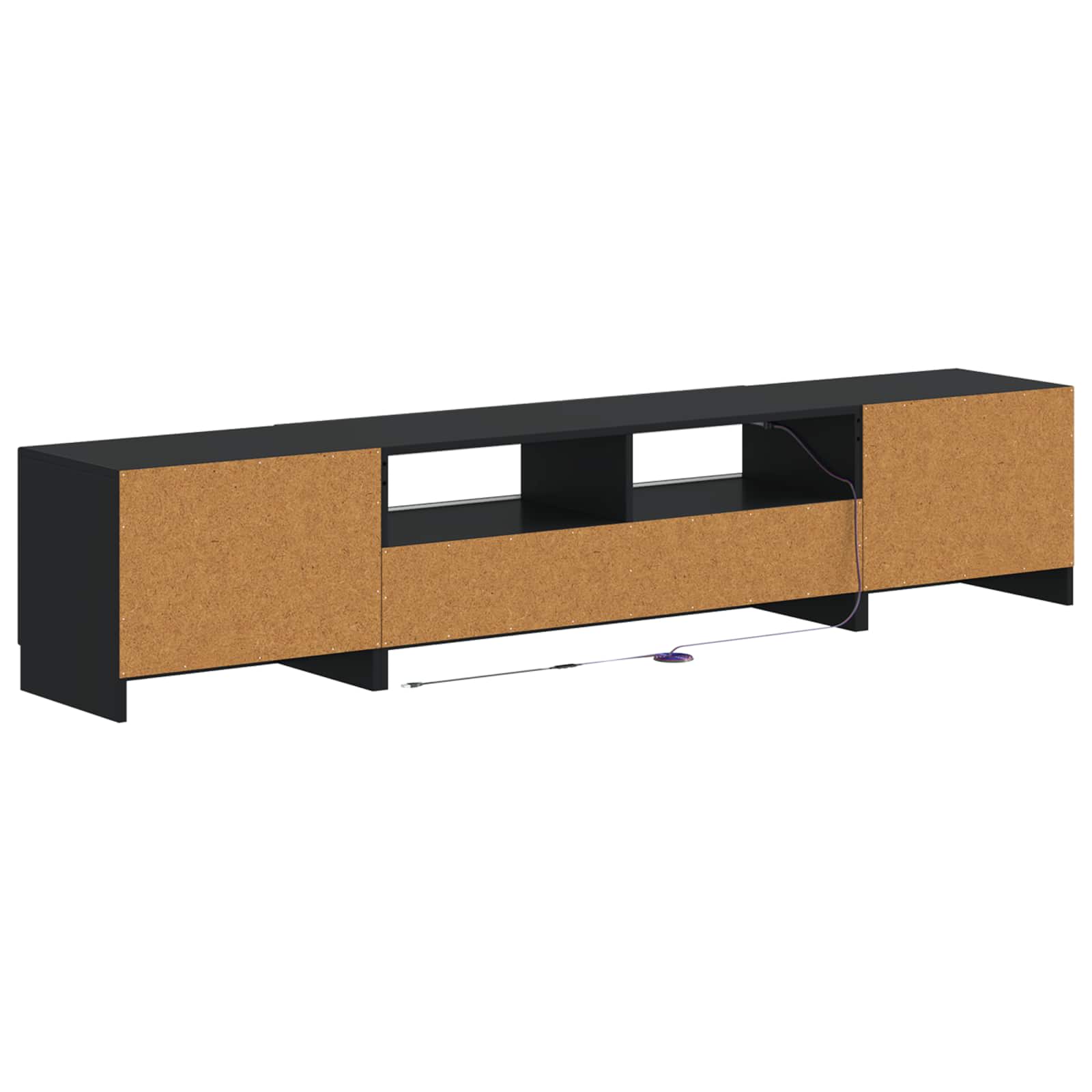 5 osan LED TV-kaappi Musta Tekninen puu - Image 4