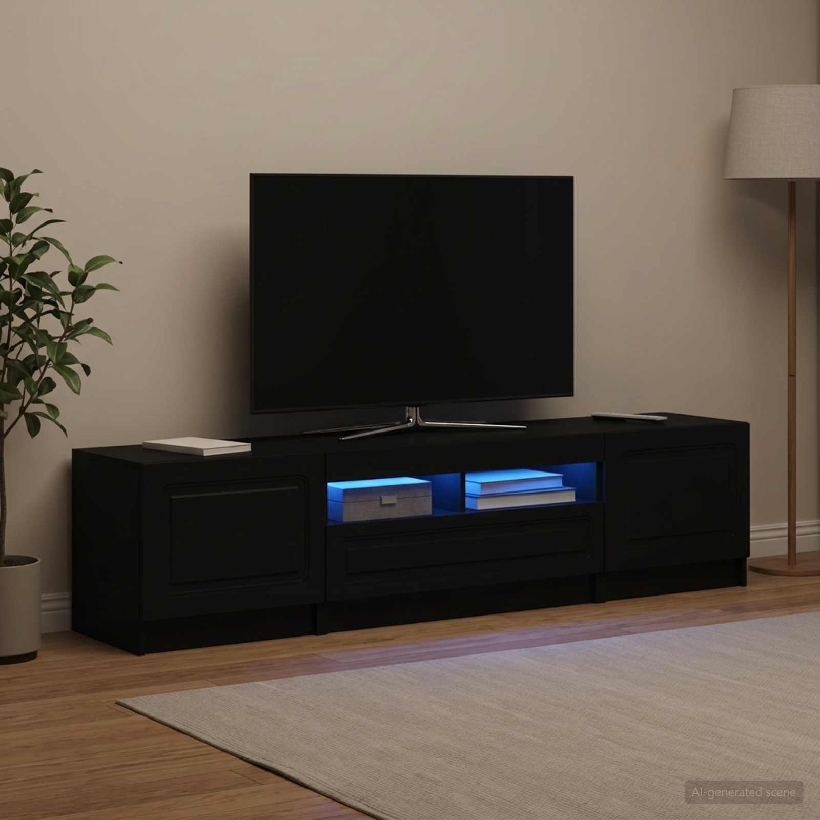 5 osan LED TV-kaappi UTRECHT 3 kpl Musta Tekninen puu