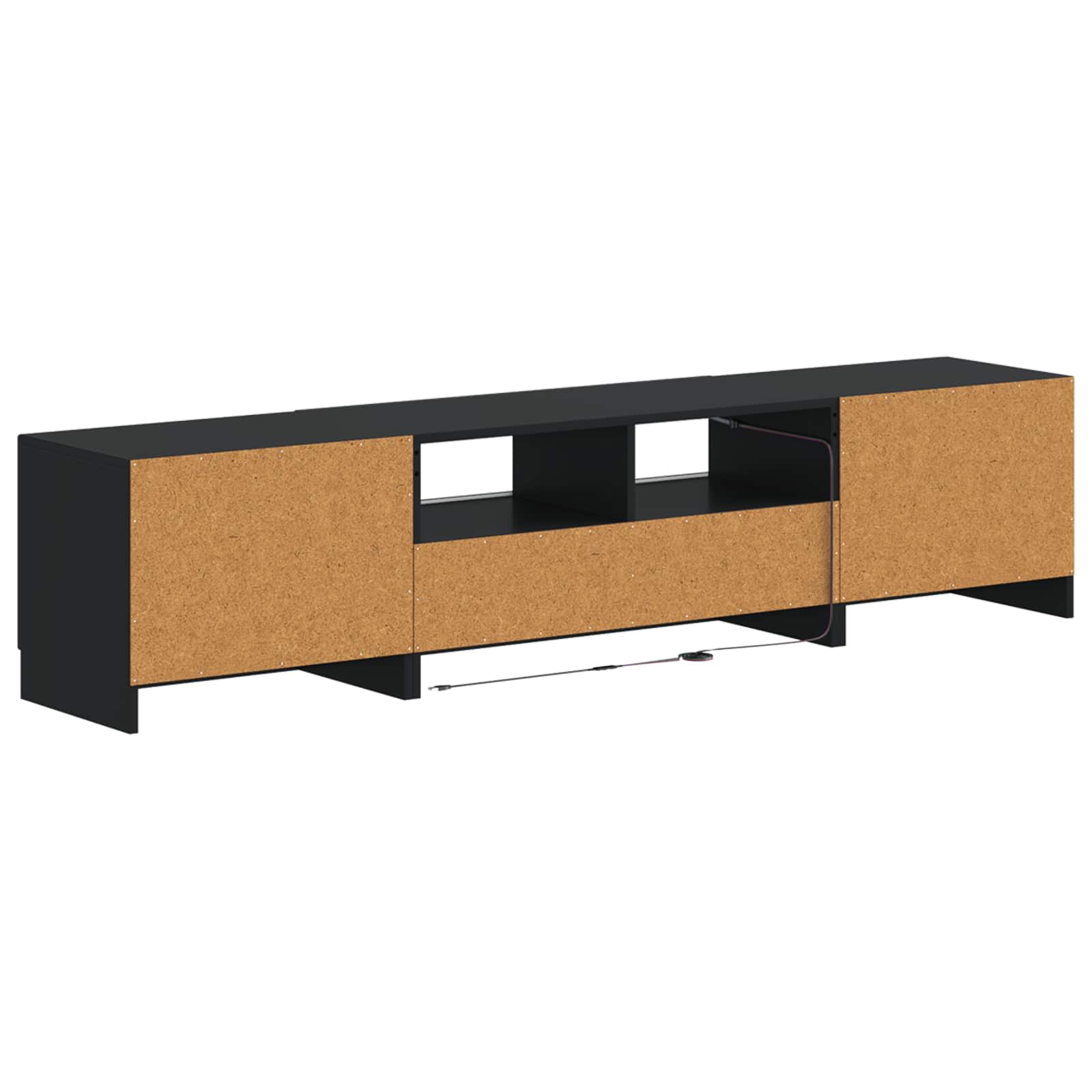 5 osan LED TV-kaappi Musta Tekninen puu - Image 4