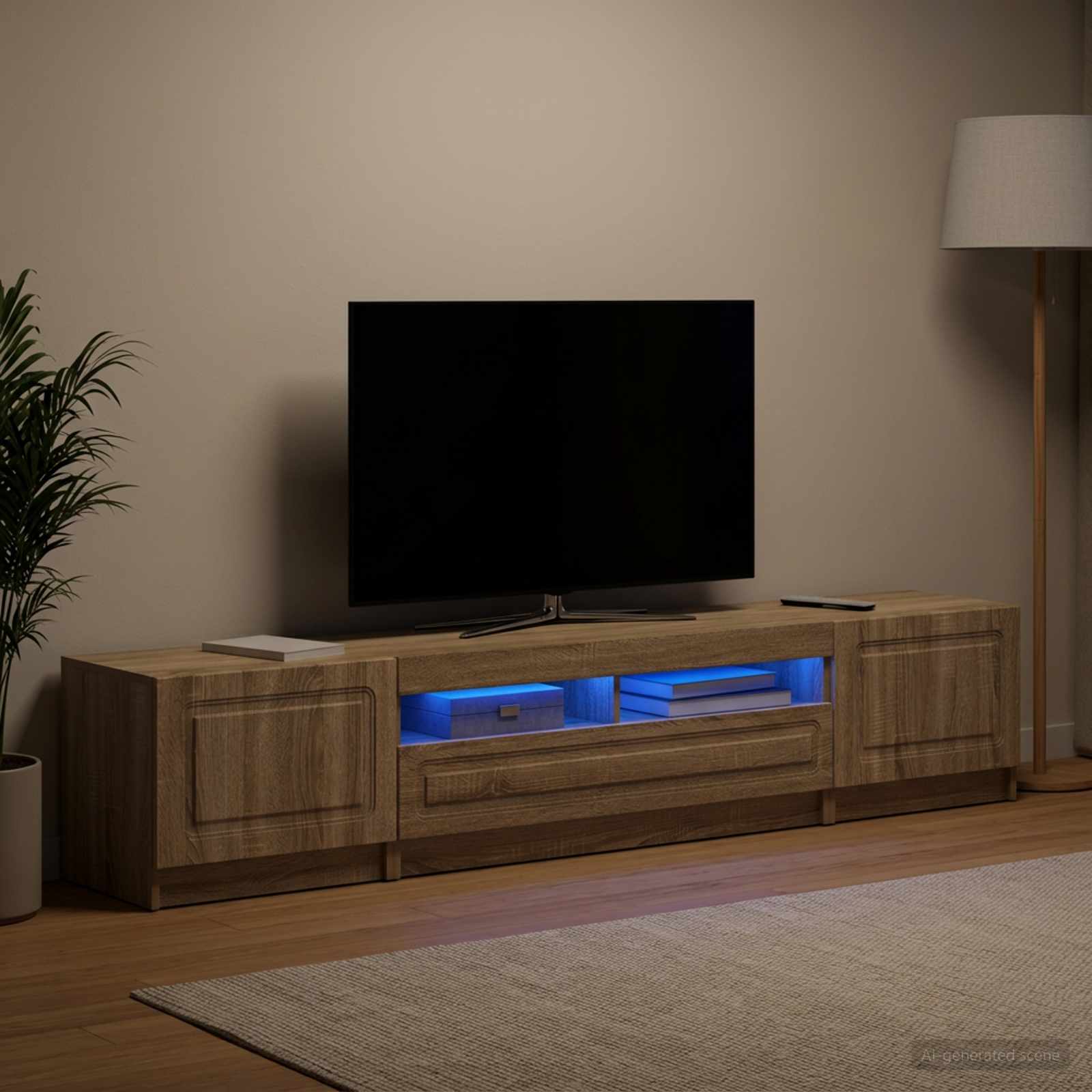 5 osan LED TV-kaappi UTRECHT 3 kpl Sonoma-tammi Tekninen puu - Image 3