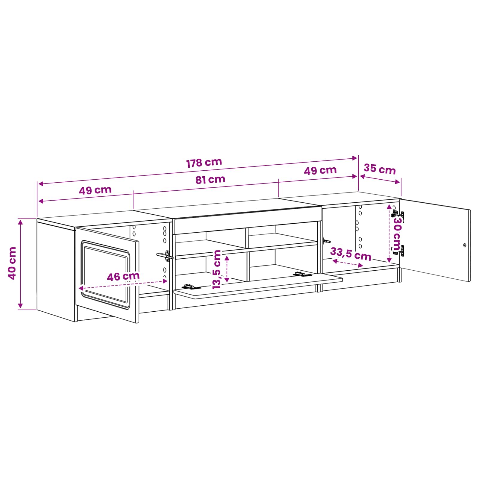 5 osan LED TV-kaappi Betoninharmaa Tekninen puu - Image 7