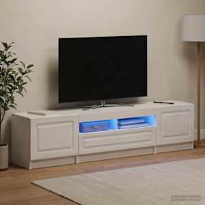 5-delna LED TV omarica Bela visok sijaj Inženirski les