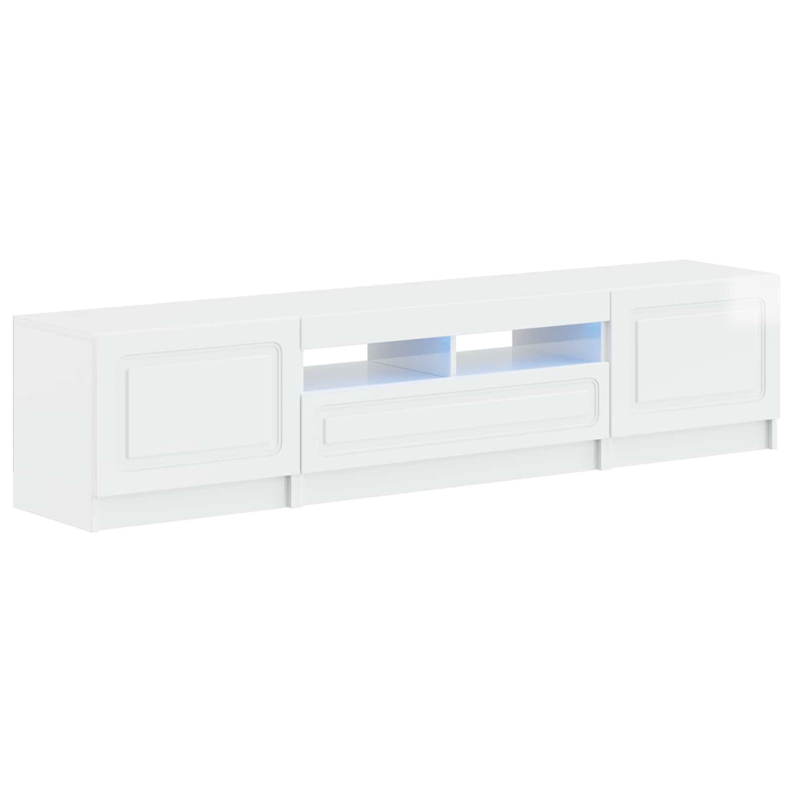 5 osan LED TV-kaappi Korkeakiiltoinen valkoinen Tekninen puu