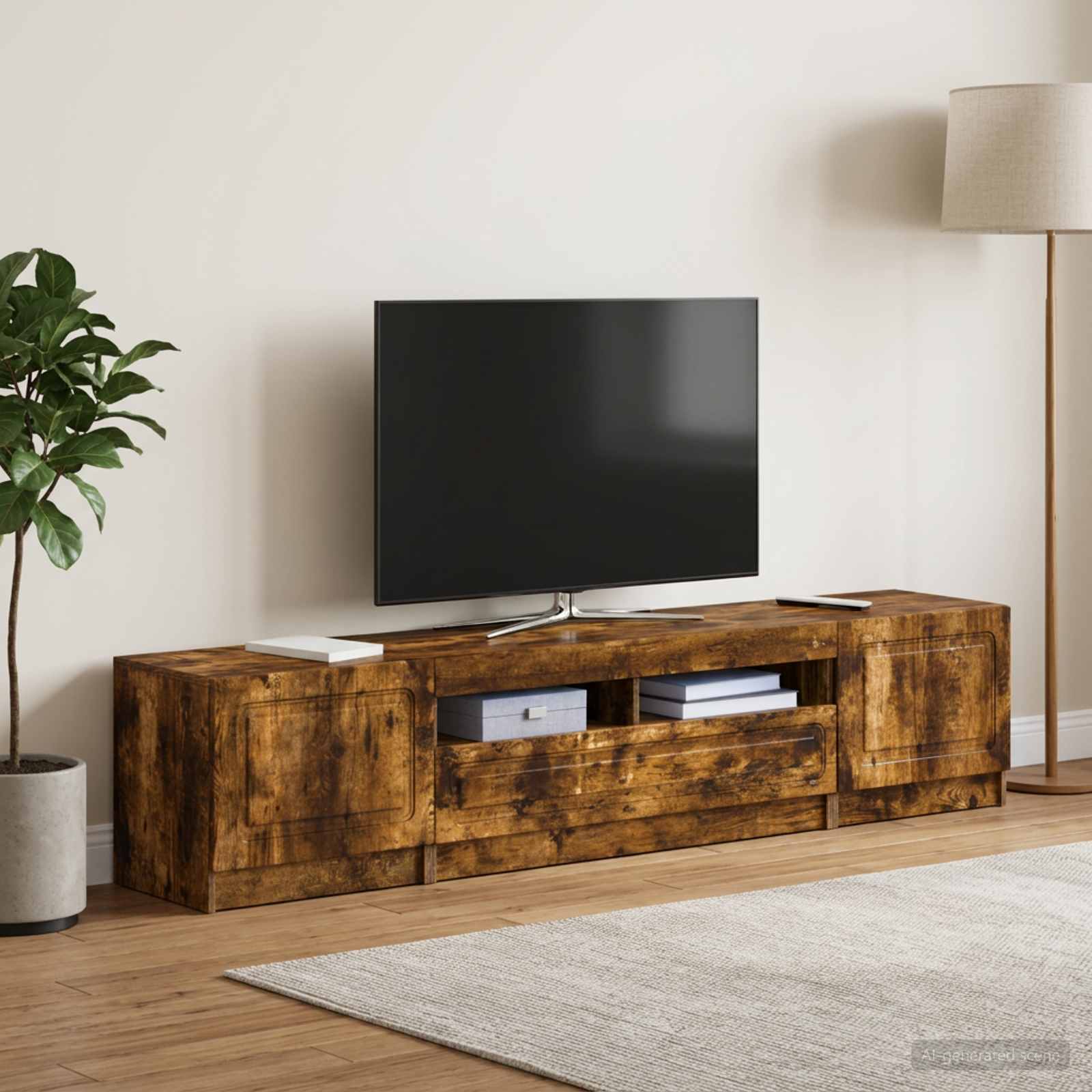 5 osan LED TV-kaappi UTRECHT 3 kpl Savutammi Tekninen puu - Image 3