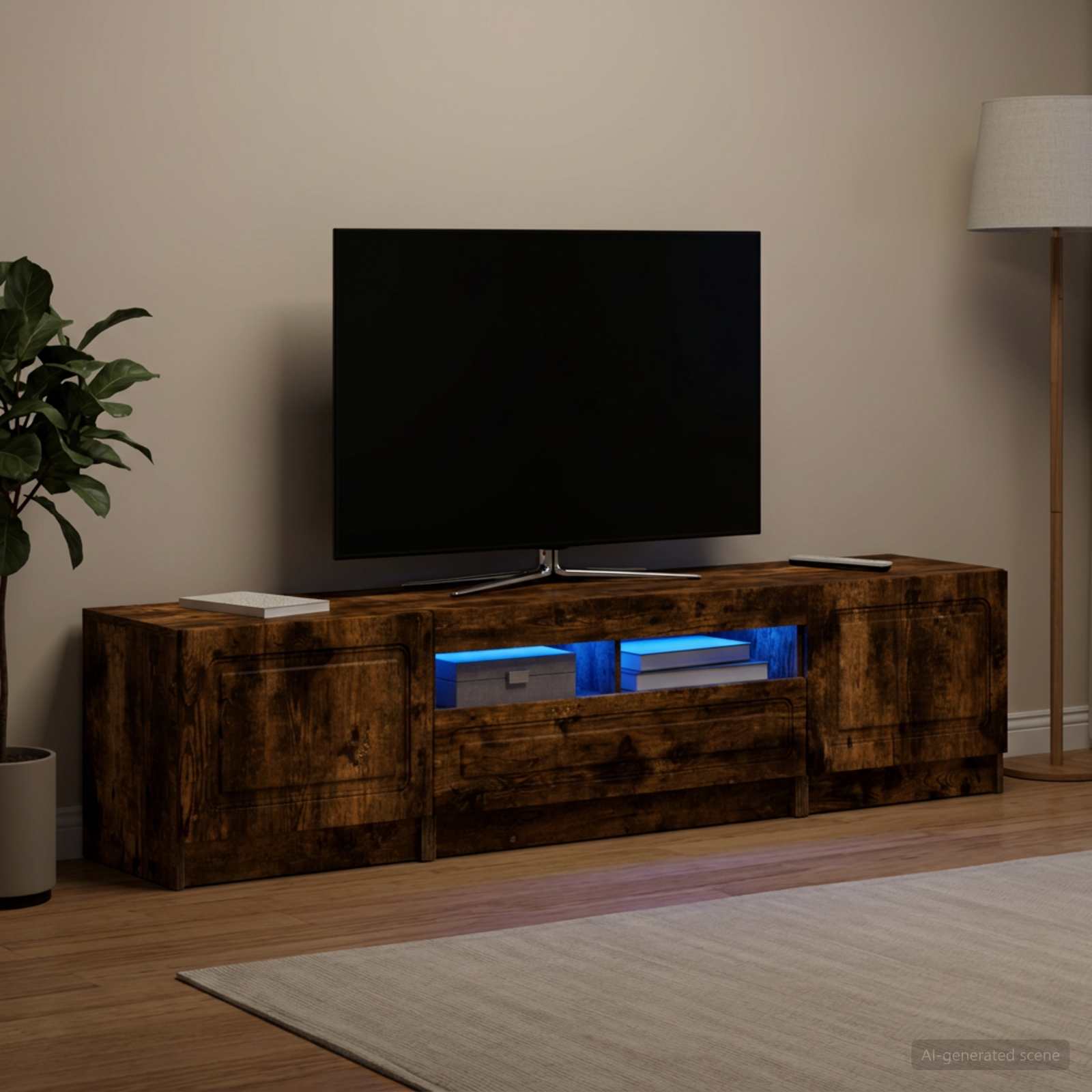 5 osan LED TV-kaappi UTRECHT 3 kpl Savutammi Tekninen puu - Image 3