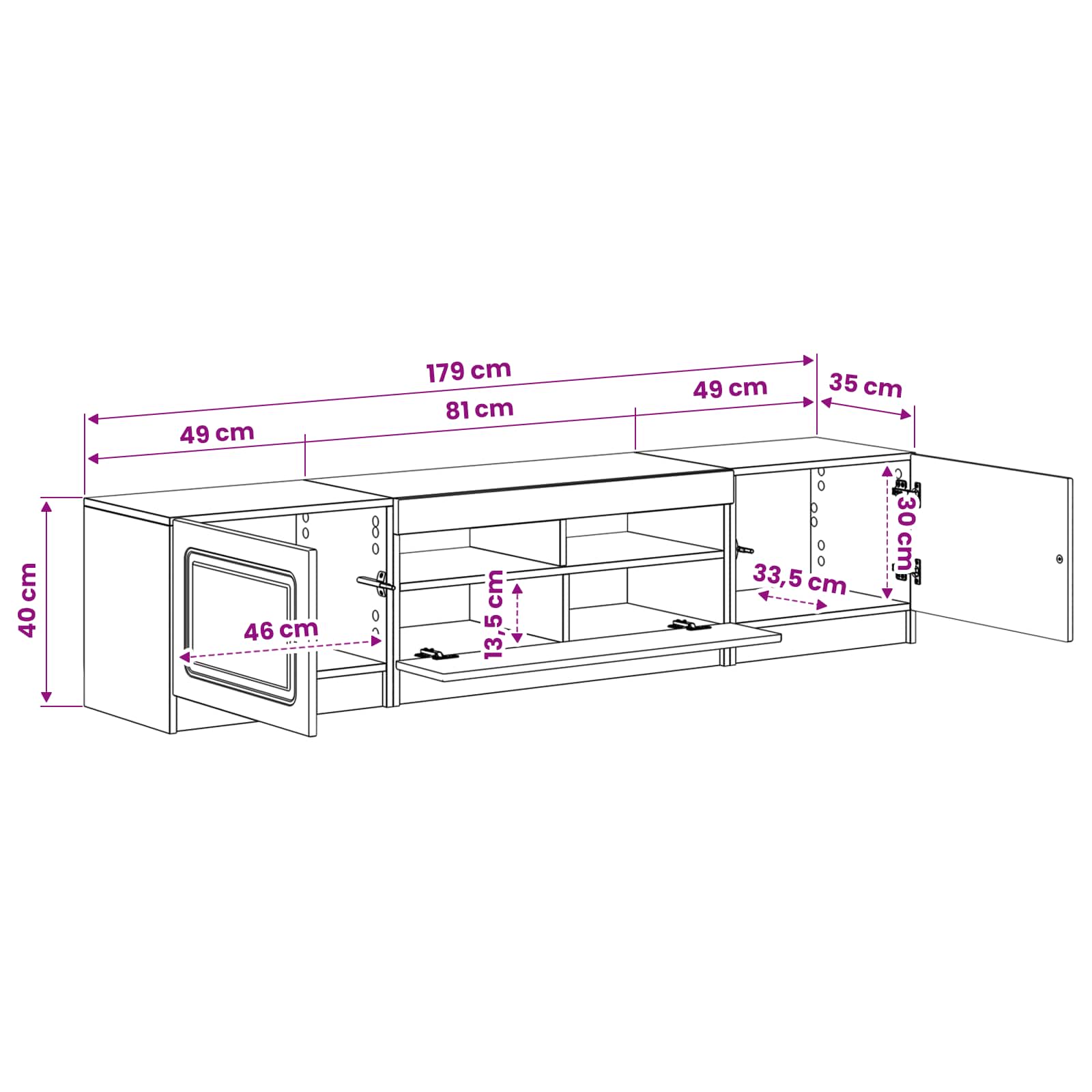 5 osan LED TV-kaappi UTRECHT 3 kpl Savutammi Tekninen puu - Image 9