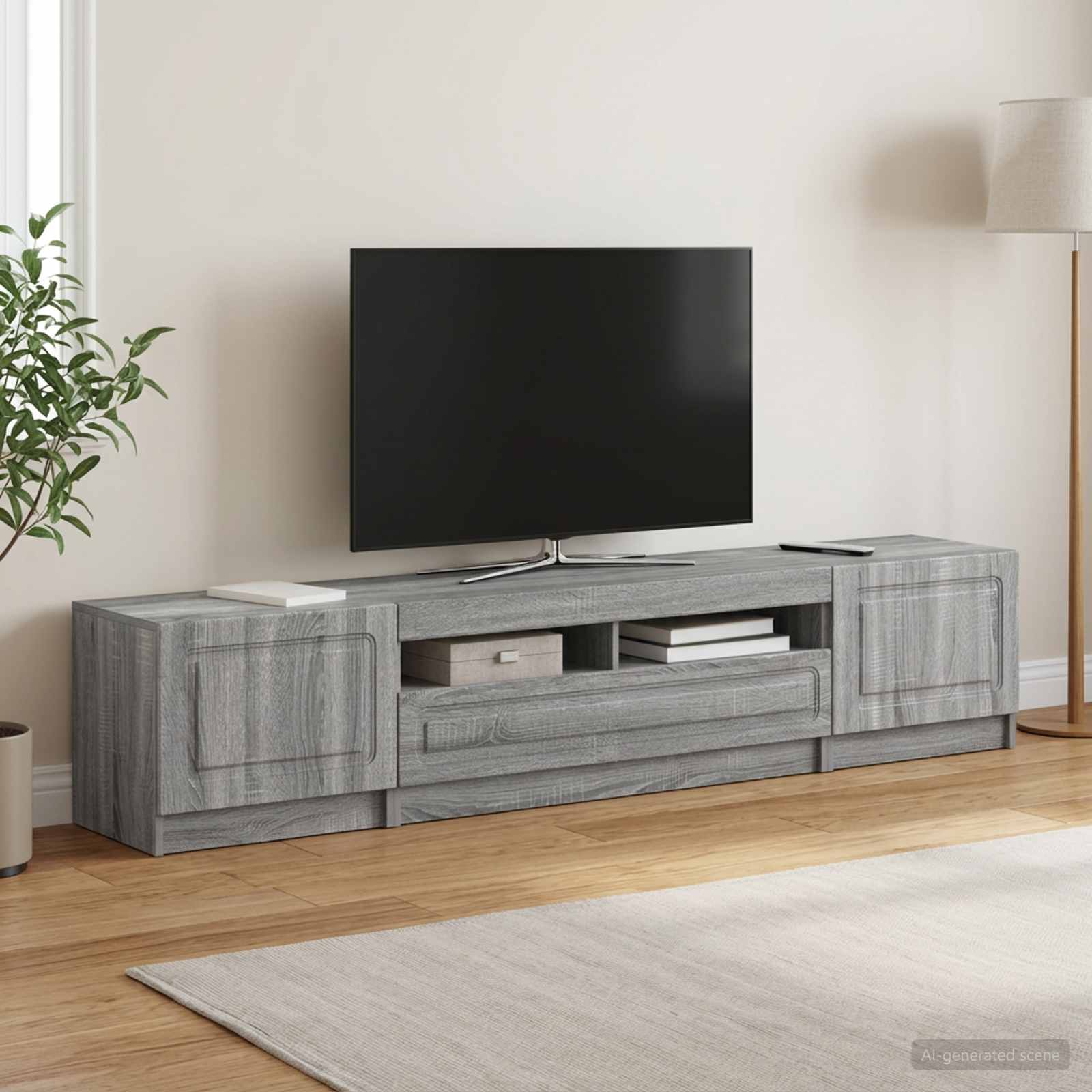 5 osan LED TV-kaappi UTRECHT 3 kpl Harmaa Sonoma Tekninen puu