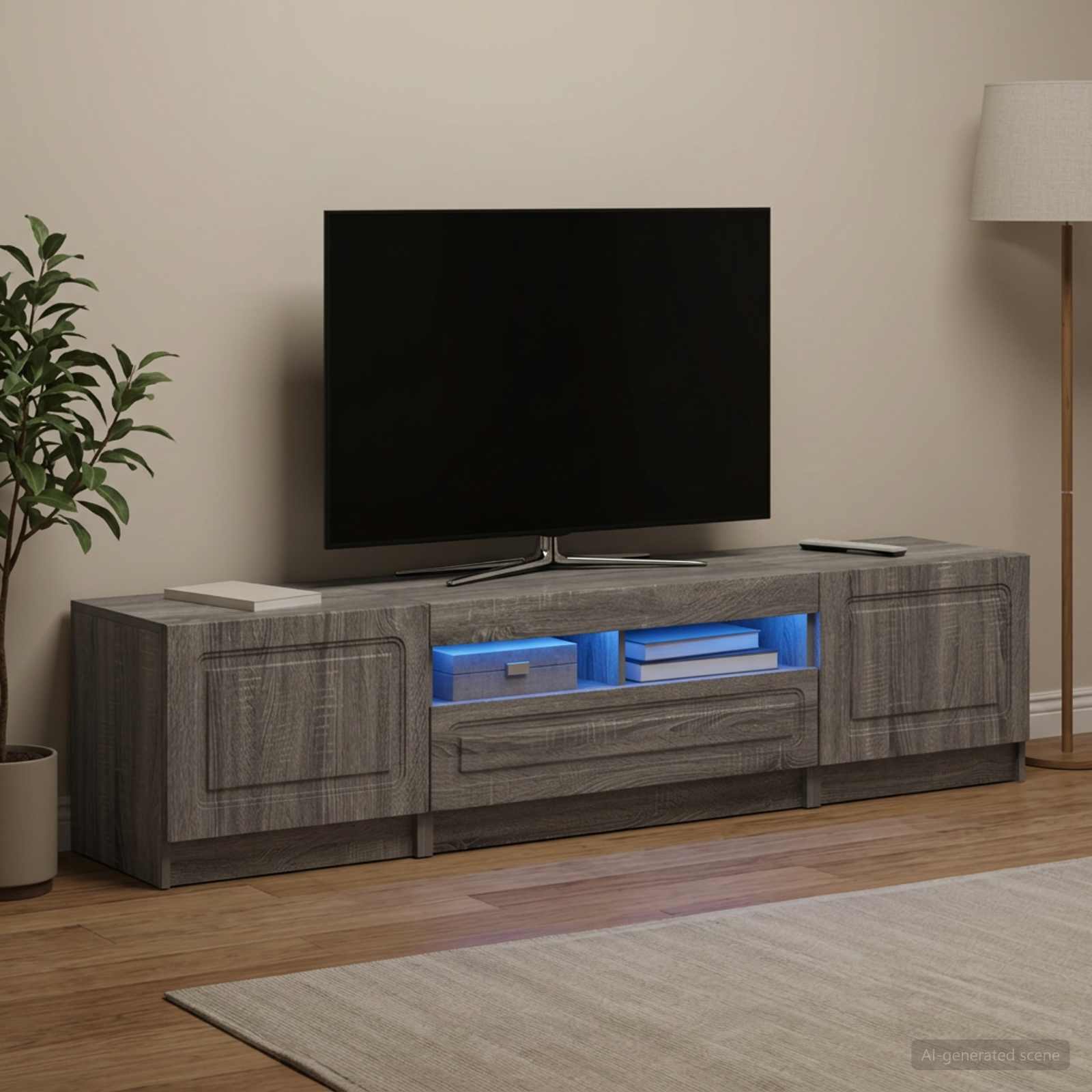 5 osan LED TV-kaappi UTRECHT 3 kpl Harmaa Sonoma Tekninen puu