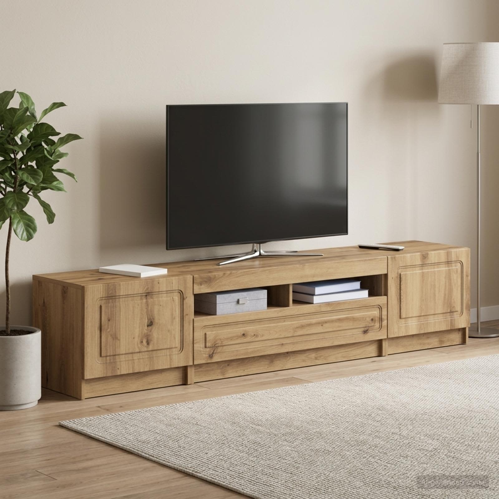5 osan LED TV-kaappi UTRECHT 3 kpl Artisaanitammi Tekninen puu - Image 3