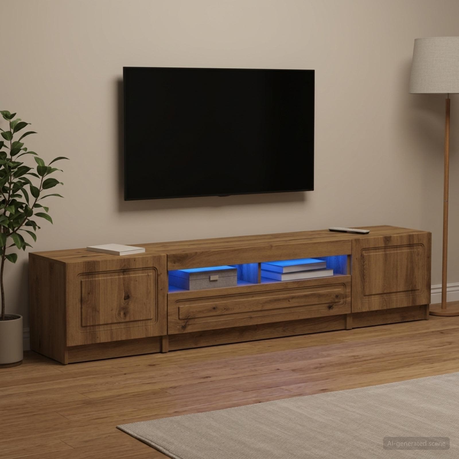 5 osan LED TV-kaappi UTRECHT 3 kpl Artisaanitammi Tekninen puu