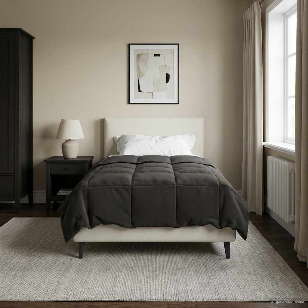 Zomerdekbed Gekwilt Antraciet 135 x 220 cm Microfiber image 1