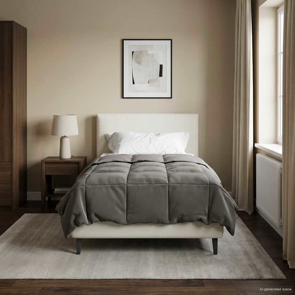 vidaXL Sommerdecke Gepolstert Hellgrau 135 x 200 cm Mikrofaser