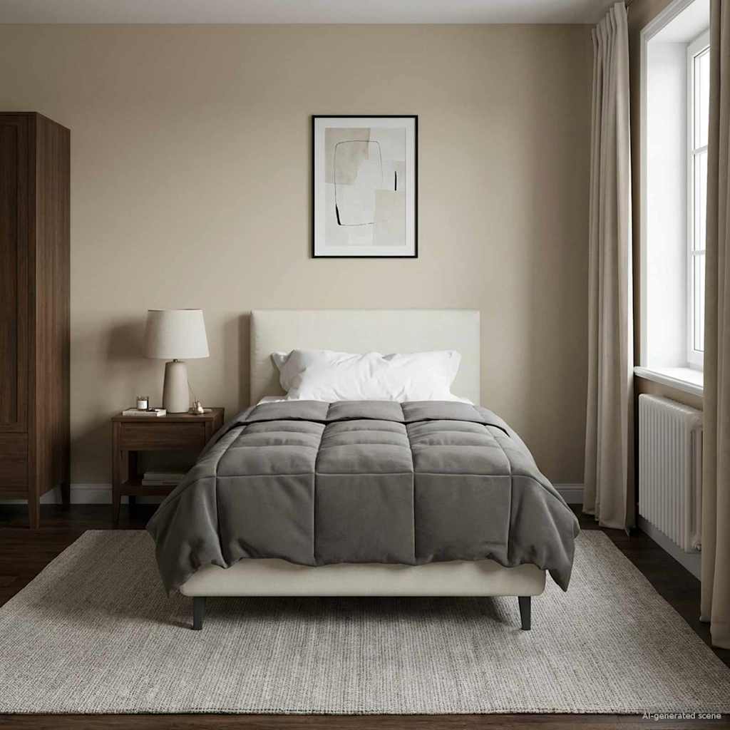 Zomerdekbed Gekwilt Lichtgrijs 135 x 220 cm Microfiber image 1