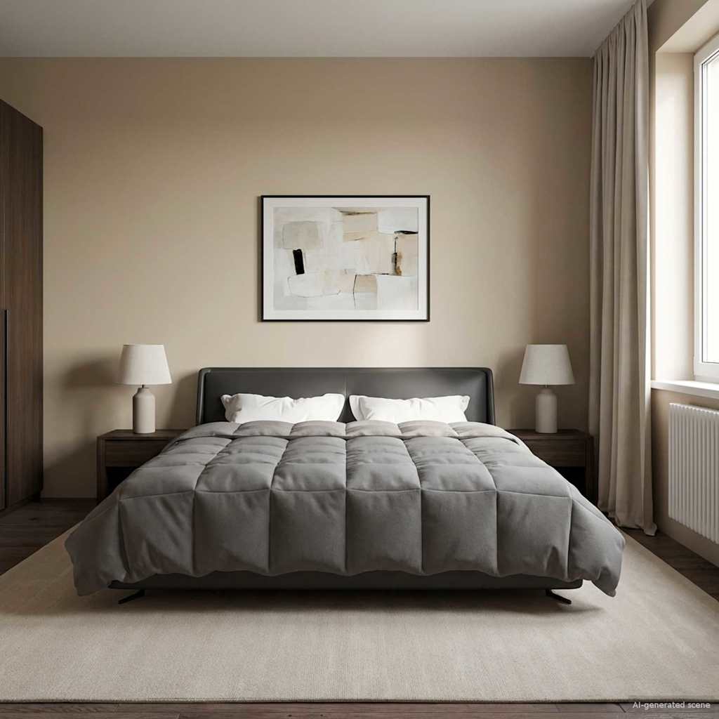 vidaXL Sommerdecke Gepolstert Hellgrau 240 x 260 cm Mikrofaser