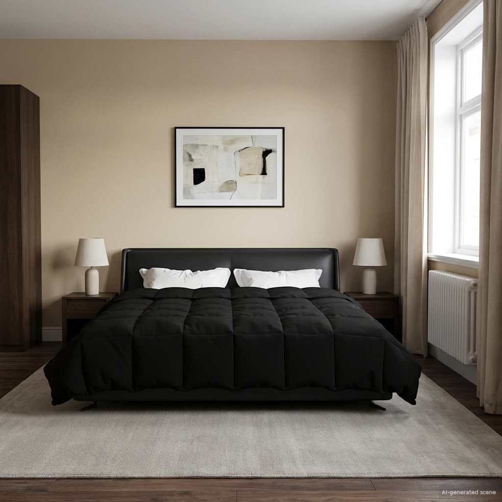 Zomer Dekbed Gekwilt Zwart 200 x 220 cm Microfiber image 4