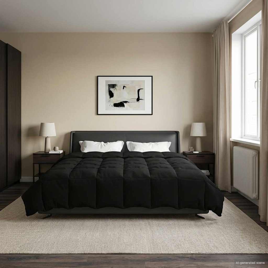 Zomer Dekbed Gekwilt Zwart 220 x 240 cm Microfiber image 4