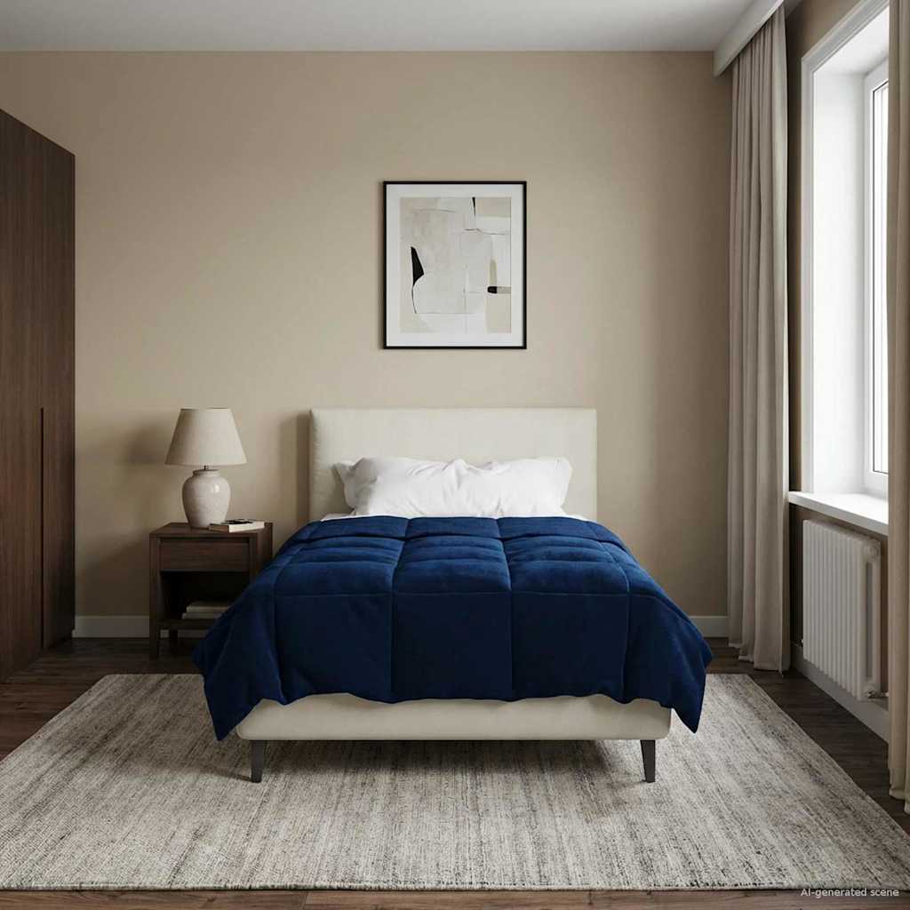 Zomer Dekbed Gekwilt Donkerblauw 135 x 200 cm Microfiber image 1