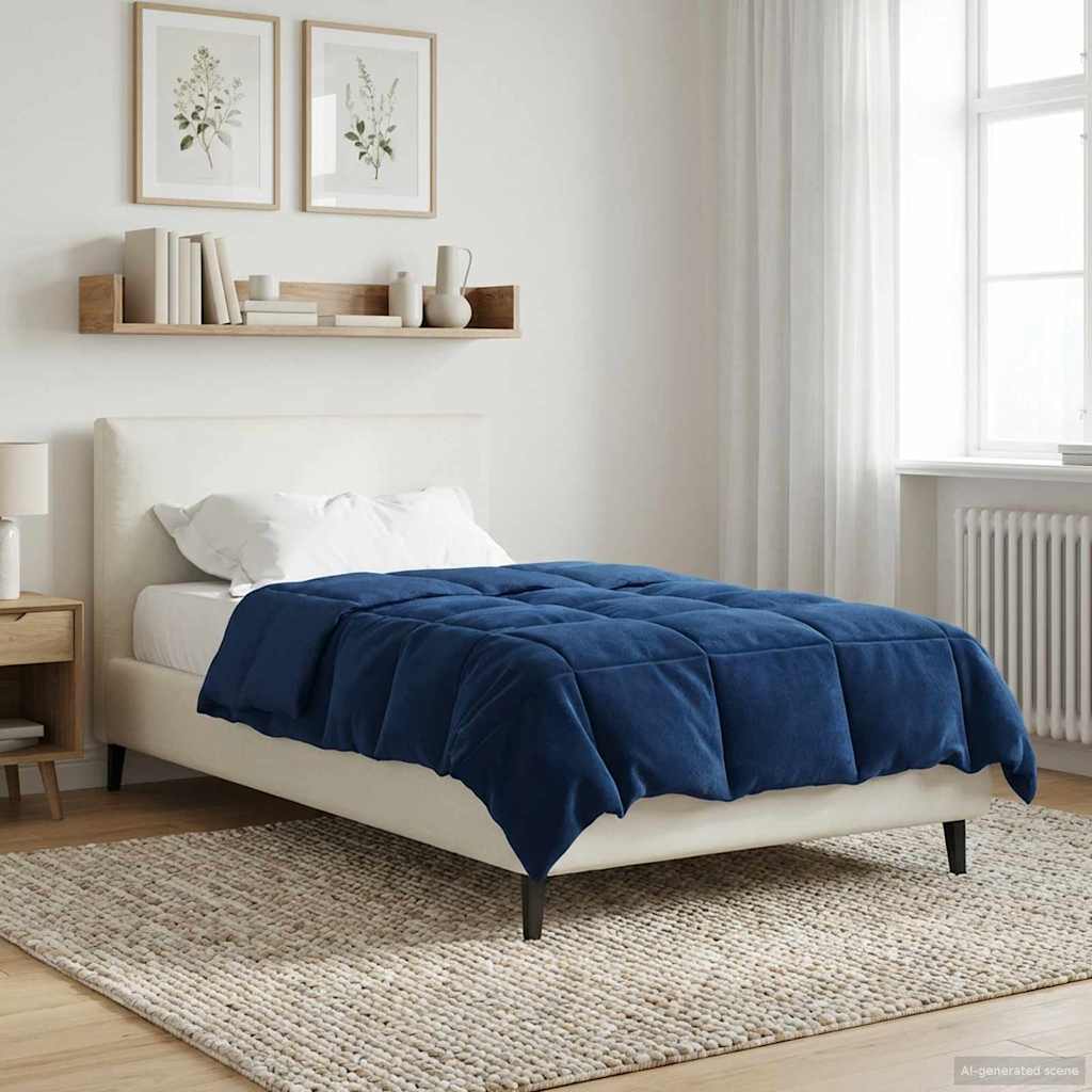 Zomer Dekbed Gekwilt Donkerblauw 140 x 200 cm Microfiber image 4