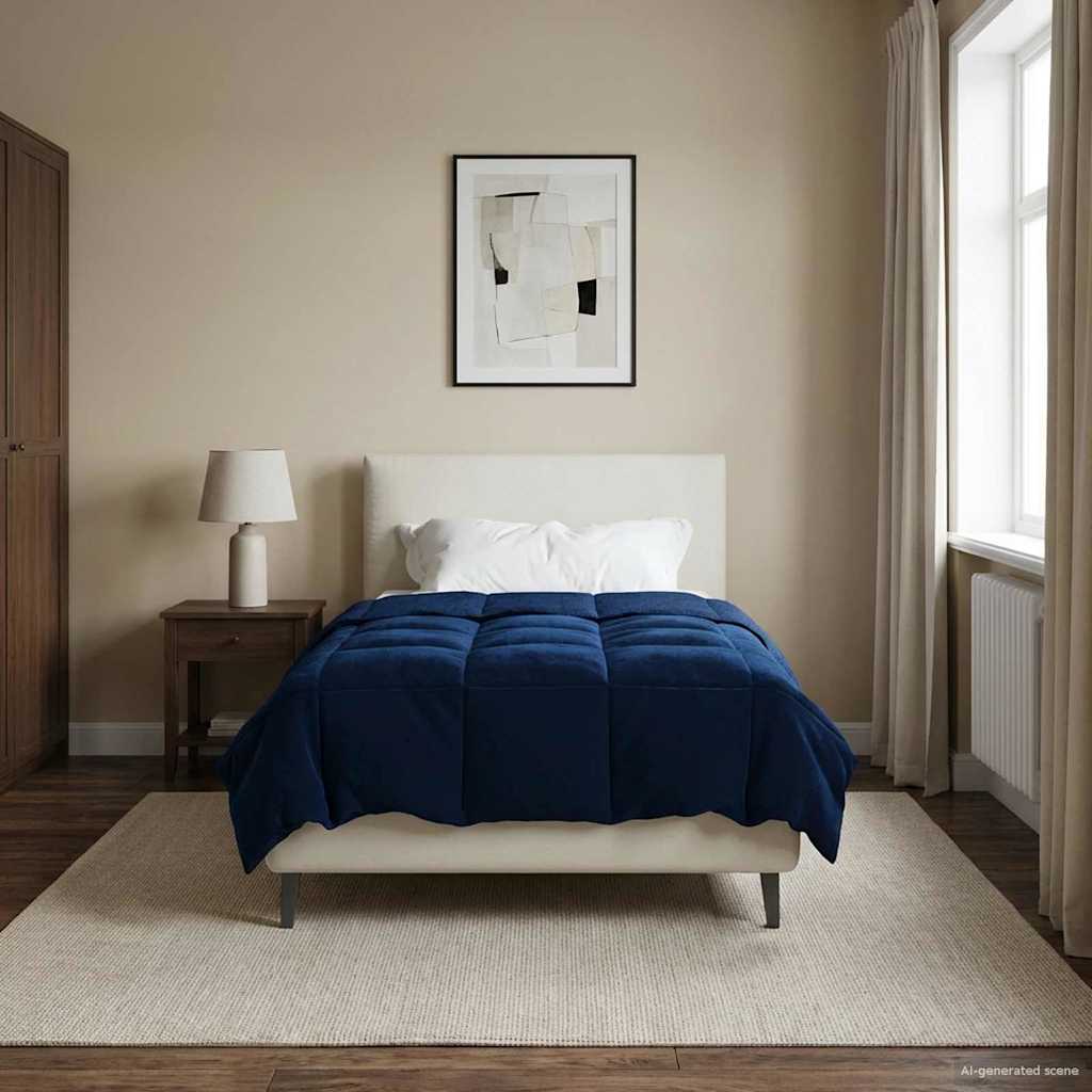 Zomer Dekbed Gekwilt Donkerblauw 140 x 200 cm Microfiber image 1