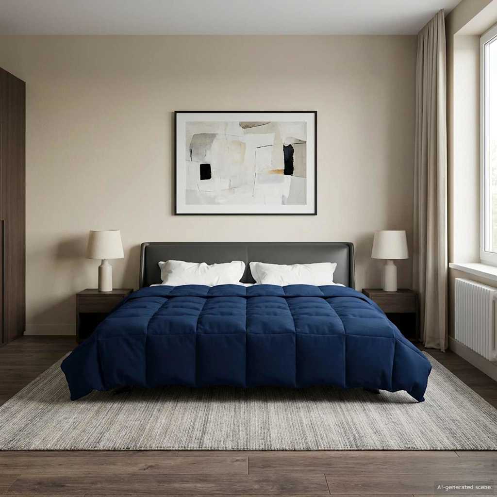 Zomer Dekbed Gekwilt Donkerblauw 200 x 240 cm Microfiber image 1