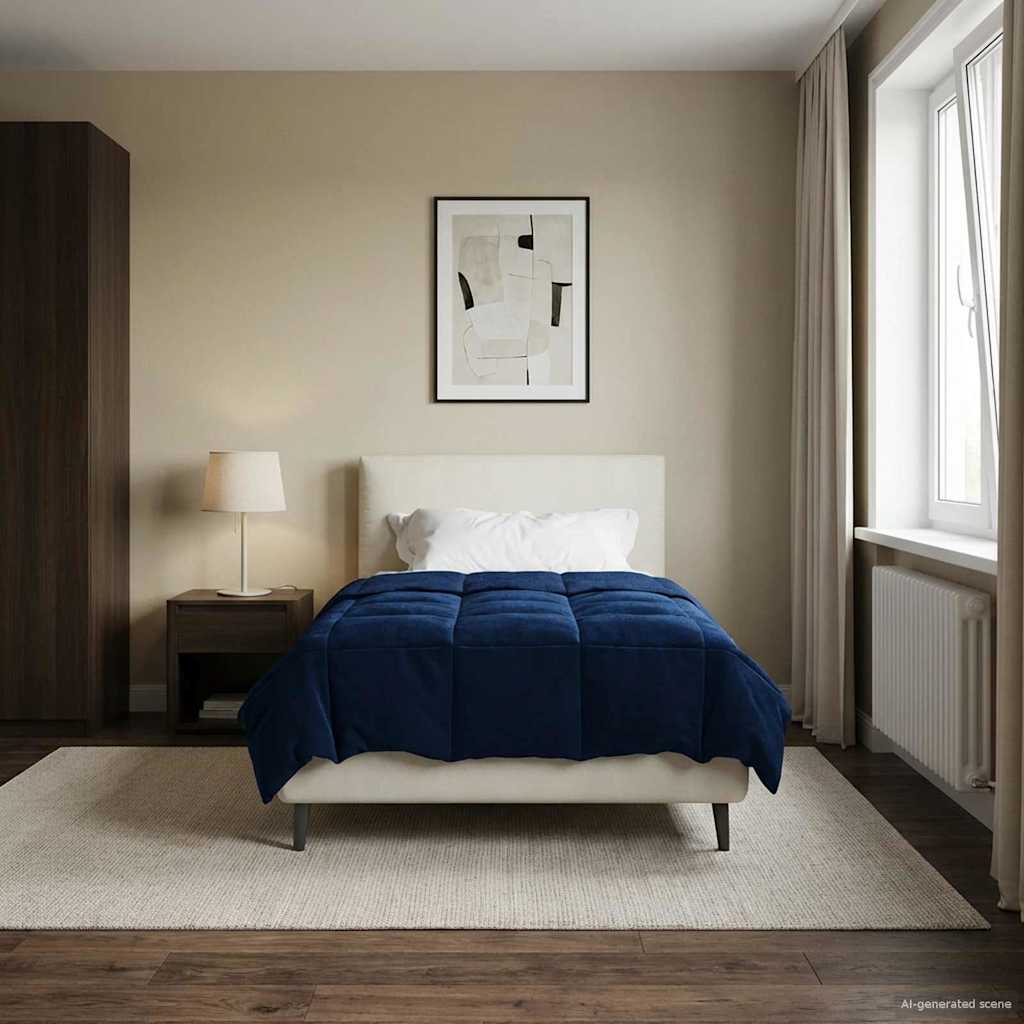 Zomer Dekbed Gekwilt Donkerblauw 140 x 220 cm Microfiber image 4