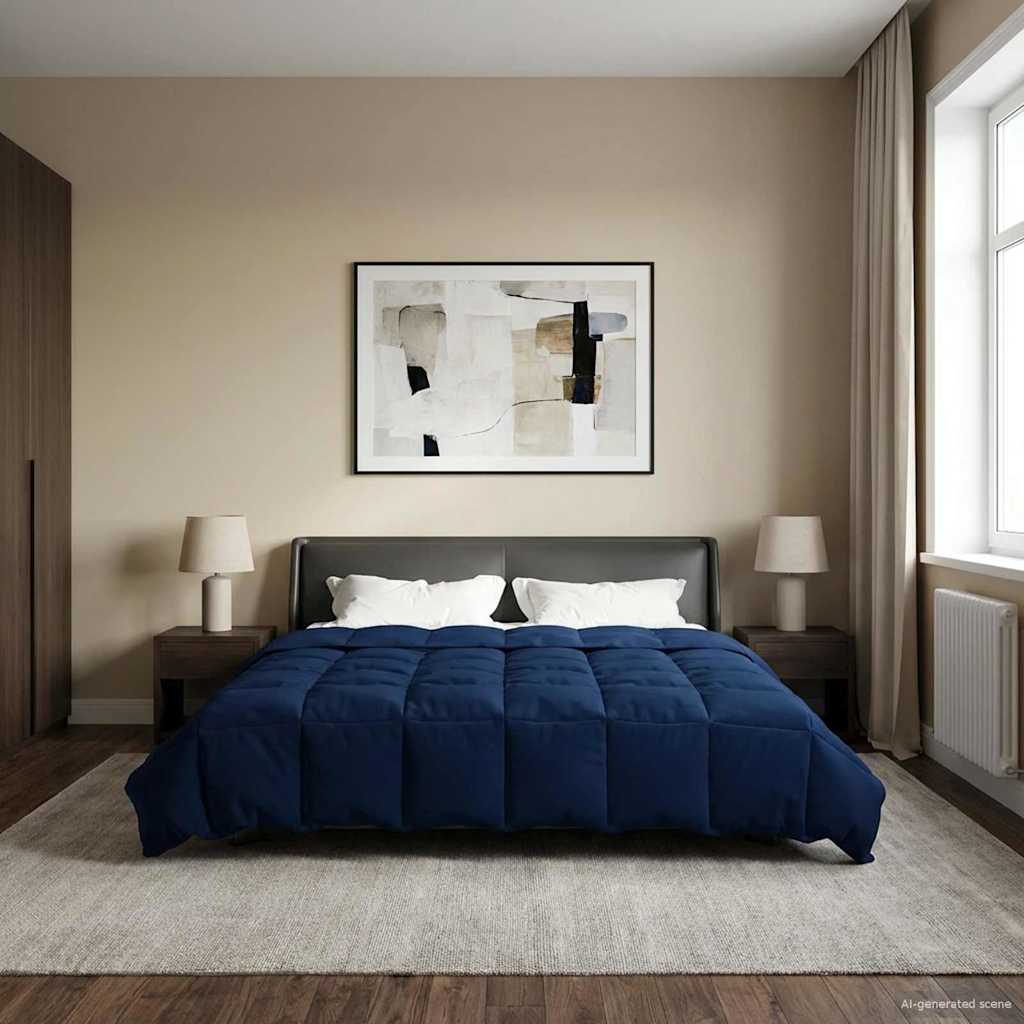 Zomer Dekbed Gekwilt Donkerblauw 220 x 240 cm Microfiber image 4