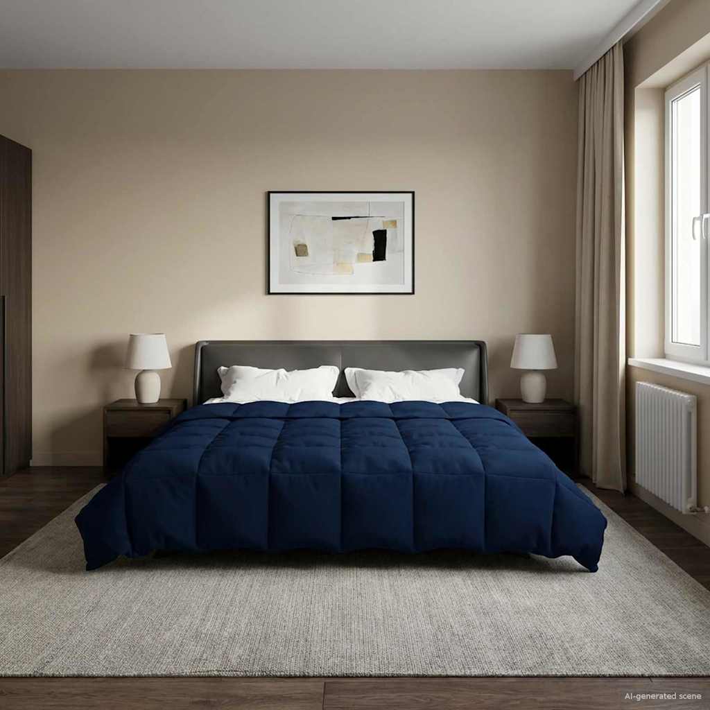 Zomer Dekbed Gekwilt Donkerblauw 220 x 260 cm Microfiber image 4