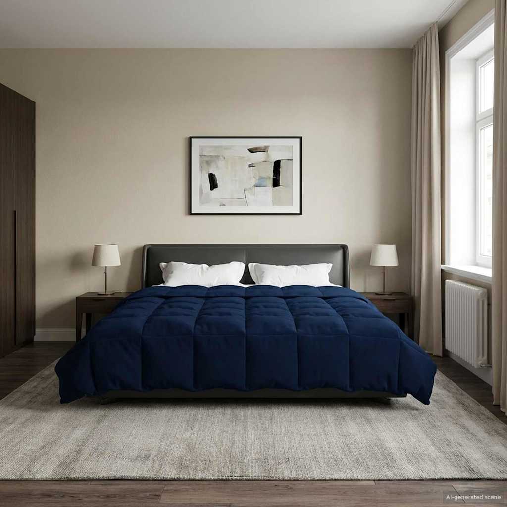 Zomer Dekbed Gekwilt Donkerblauw 240 x 260 cm Microfiber image 1