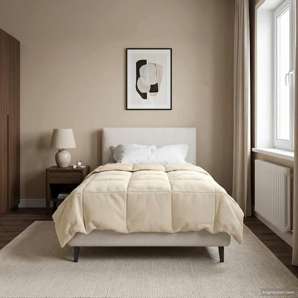 vidaXL Sommerdecke Gepolstert Creme 135 x 220 cm Mikrofaser