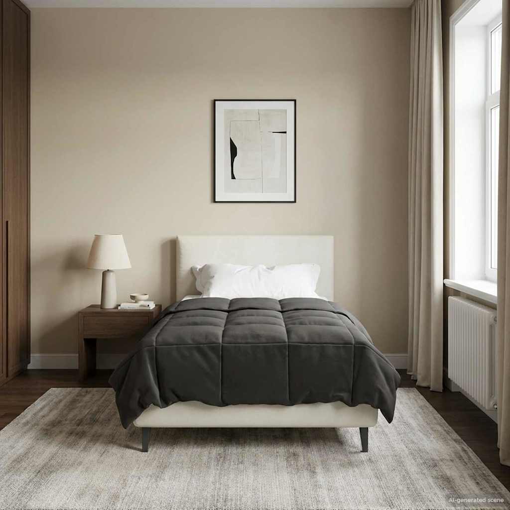 Vol jaar dekbed Gekwilt Antraciet 155 x 200 cm Microfiber image 1