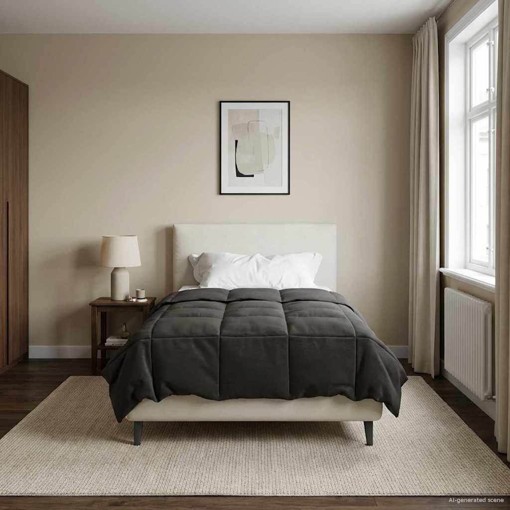 Vol jaar dekbed Gekwilt Antraciet 155 x 220 cm Microfiber image 1