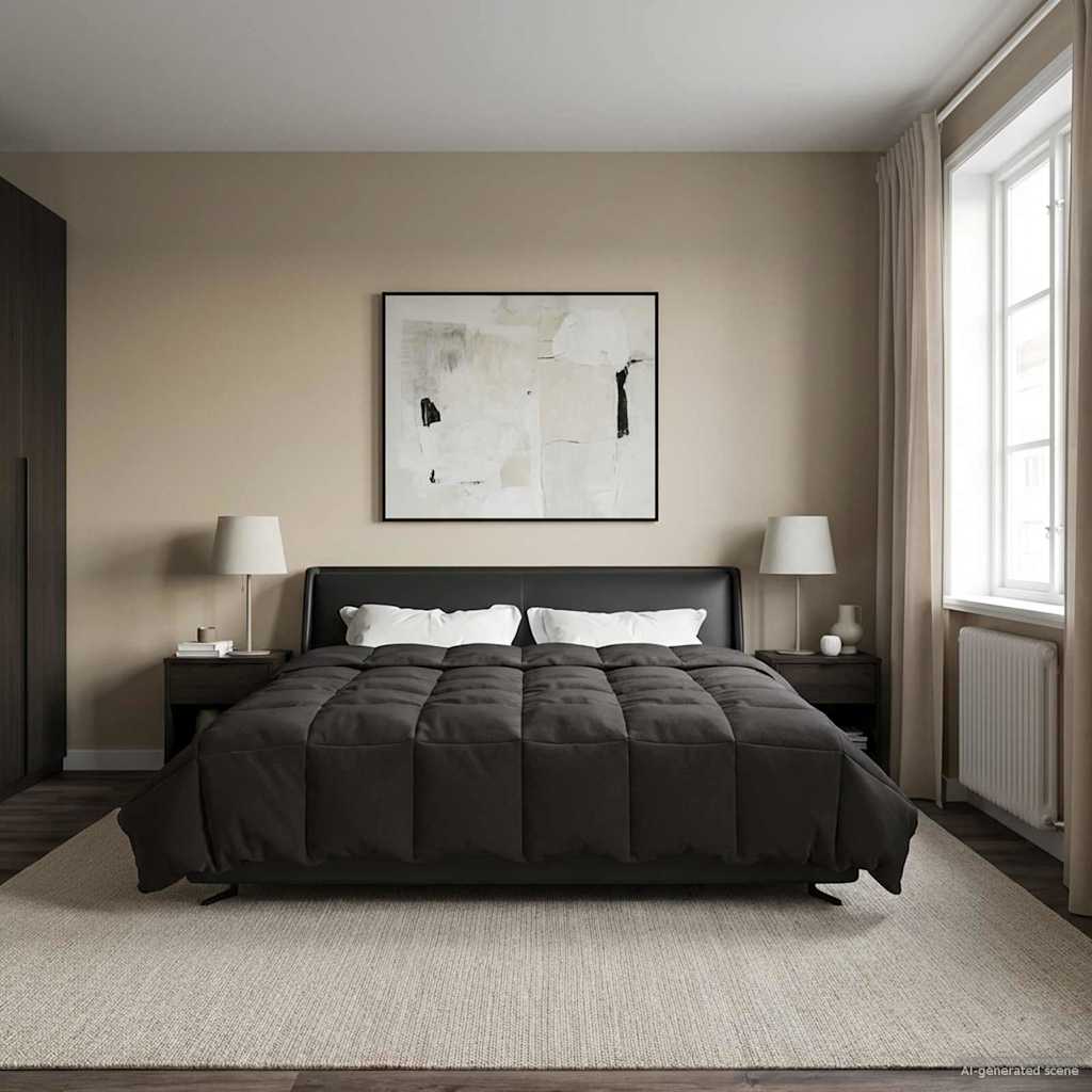 Vol jaar dekbed Gekwilt Antraciet 220 x 260 cm Microfiber image 1