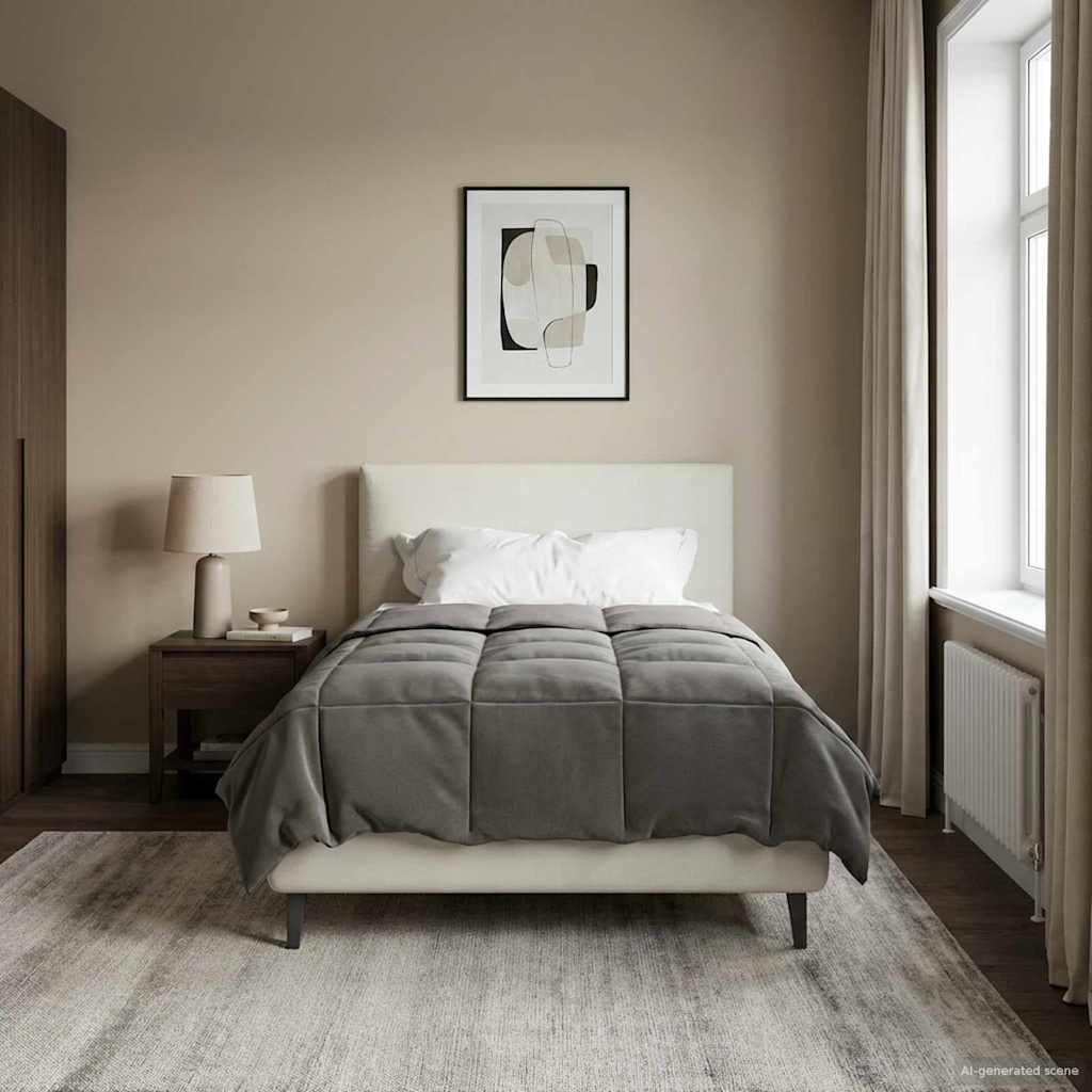 vidaXL Ganzjahresbettdecke Gepolstert Hellgrau 135 x 220 cm Mikrofaser