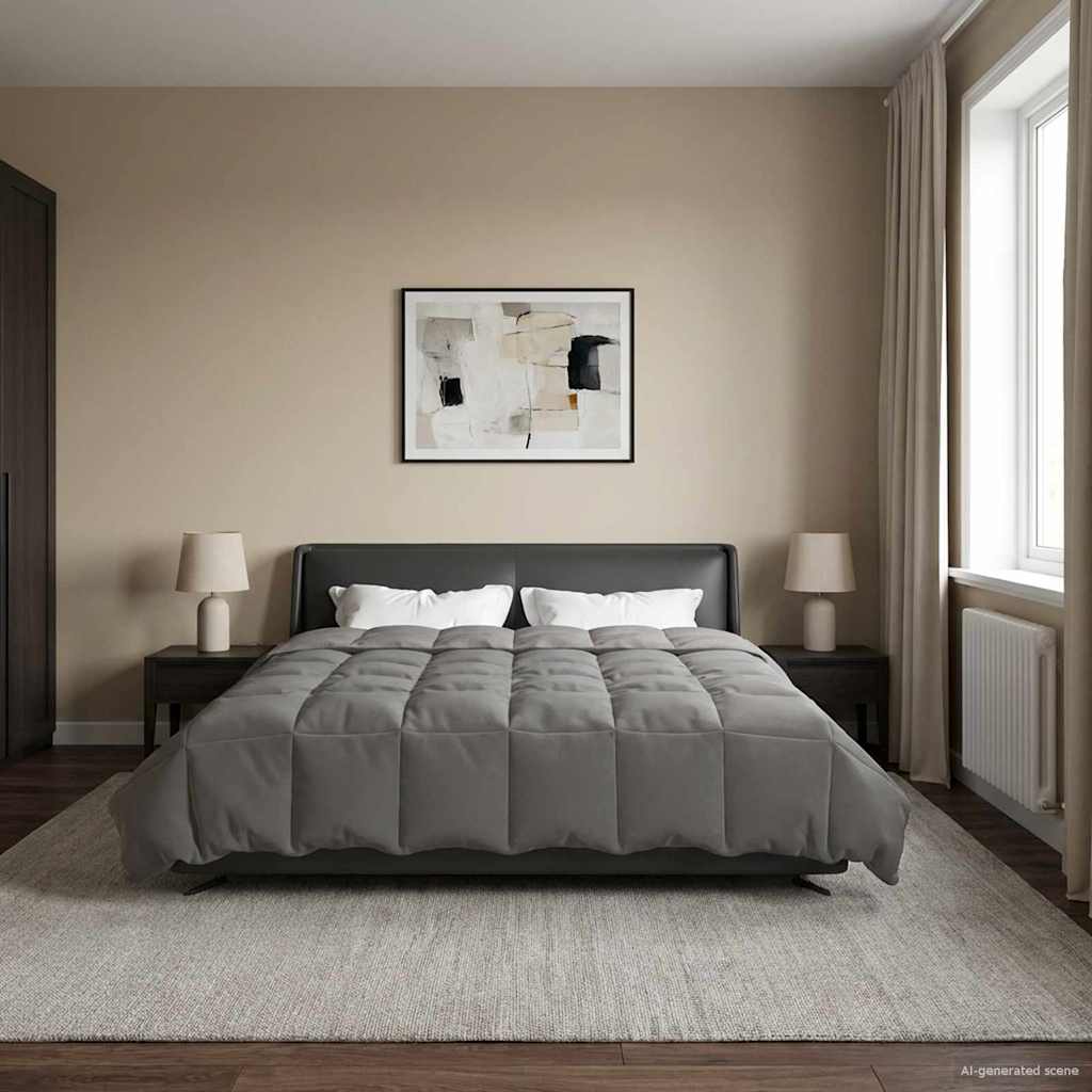 Vol jaar dekbed Gekwilt Lichtgrijs 200 x 220 cm Microfiber image 1