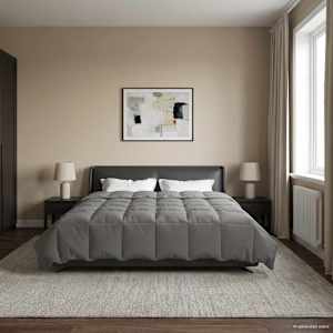 Polna celoletna prevleka Svetlo siva 200 x 220 cm Mikrovlakna