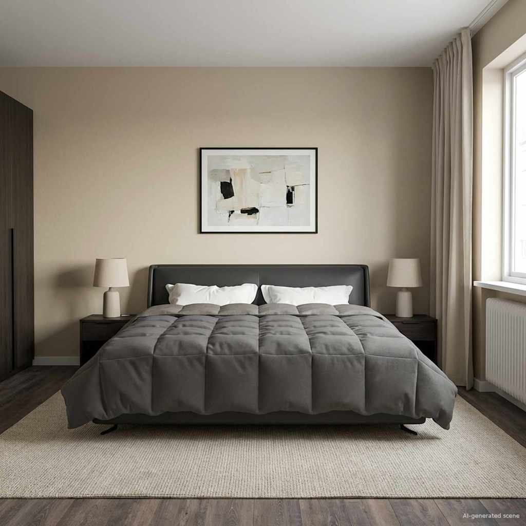 Vol jaar dekbed Gekwilt Lichtgrijs 220 x 240 cm Microfiber image 4