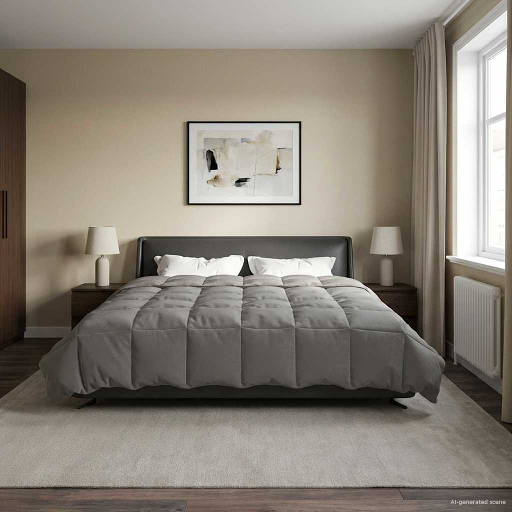 Vol jaar dekbed Gekwilt Lichtgrijs 220 x 260 cm Microfiber image 4