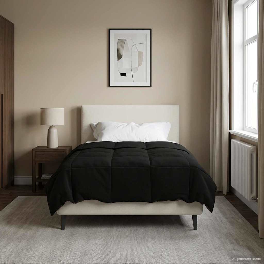 Vol jaar dekbed Gekwilt Zwart 140 x 200 cm Microfiber image 1