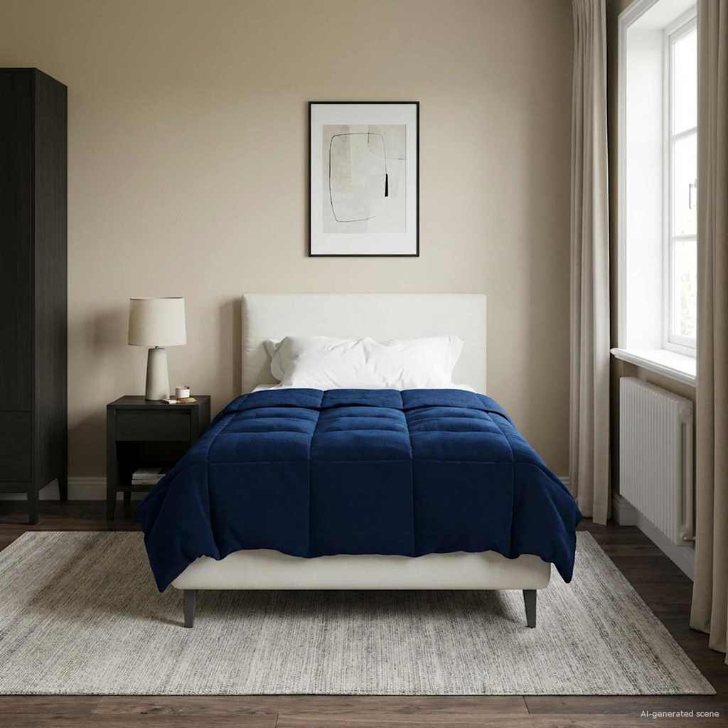 Vol jaar dekbed Gekwilt Donkerblauw 135 x 200 cm Microfiber image 1