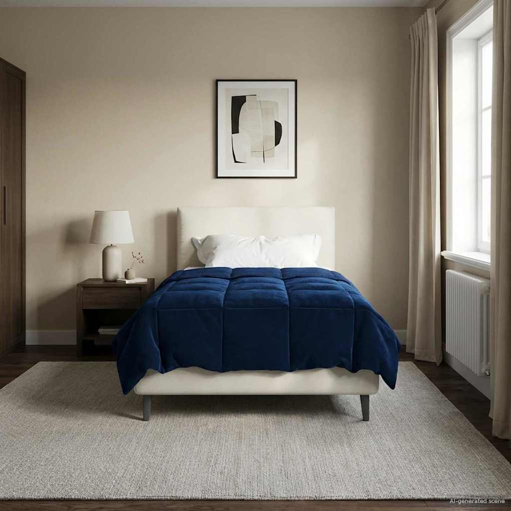 Vol jaar dekbed Gekwilt Donkerblauw 155 x 200 cm Microfiber image 4