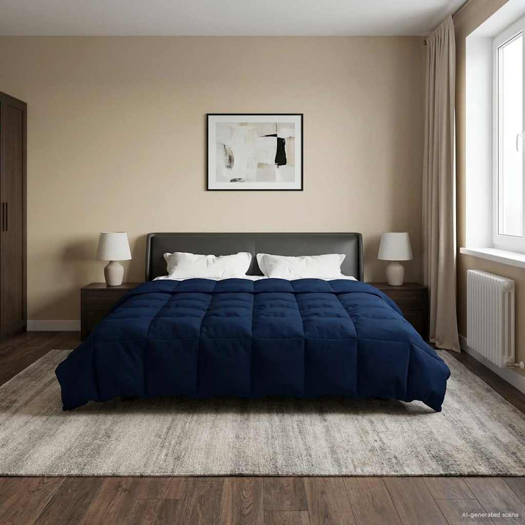 Vol jaar dekbed Gekwilt Donkerblauw 200 x 240 cm Microfiber image 1